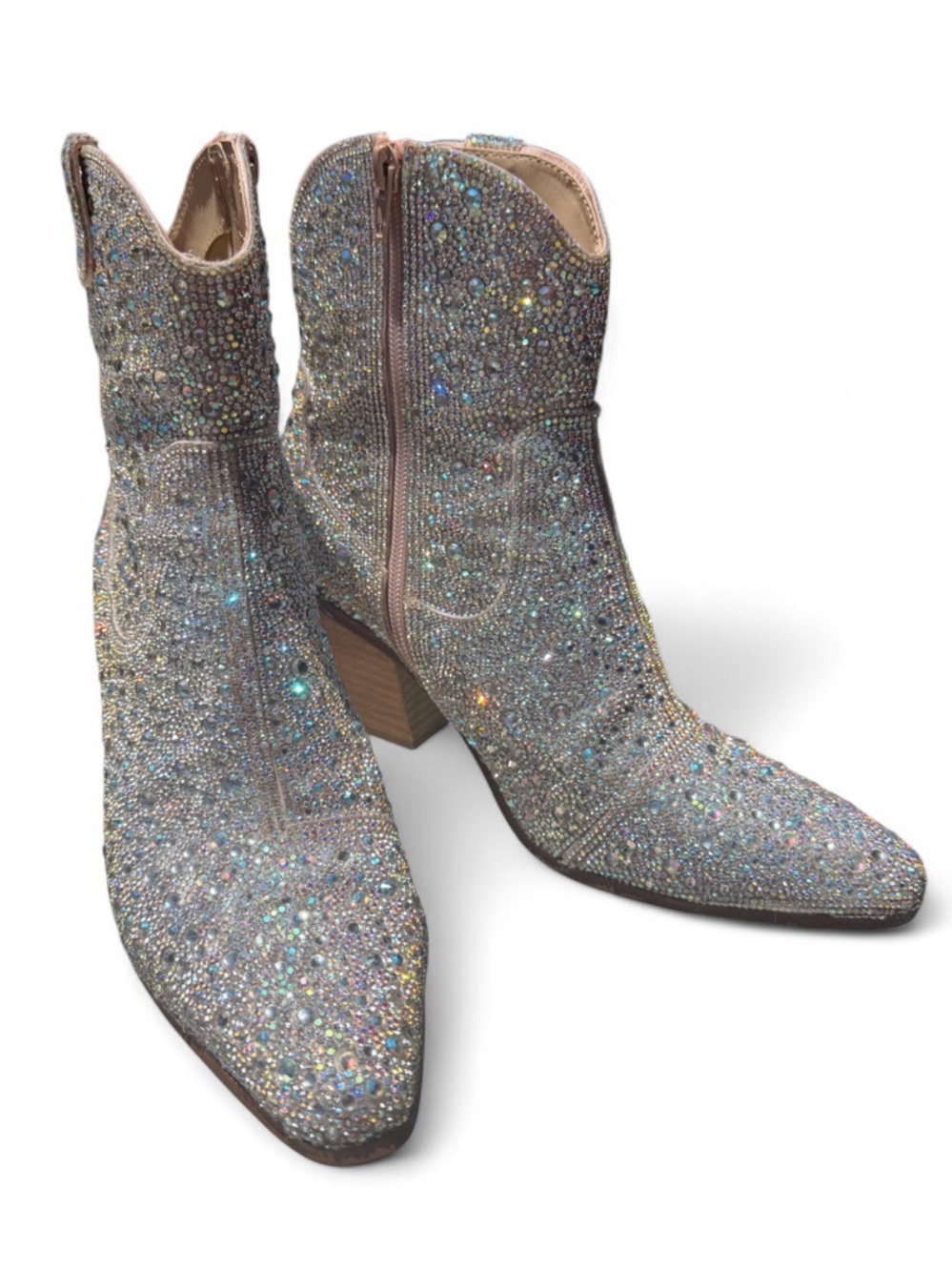 Betsey Johnson Silver SB Emory Western Ankle Boots Booties